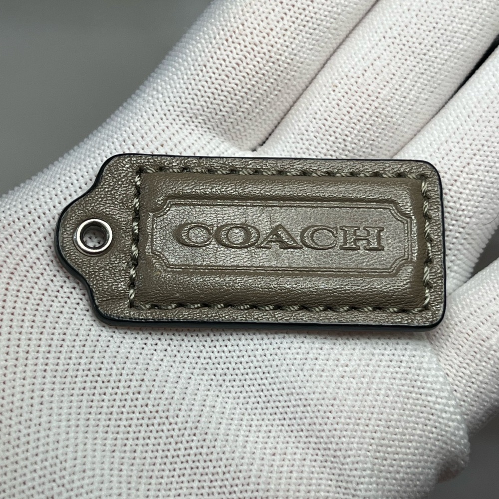 Coach Hampton Leather Hangtag Taupe Gray Replacement Bag Tag Purse Charm